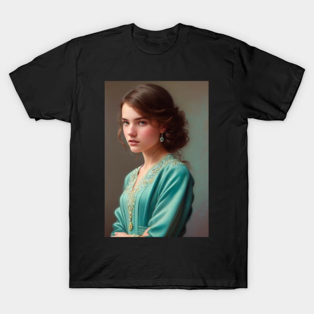 Pretty Young Woman Portrait T-Shirt by HeavenlyMuseDesigns